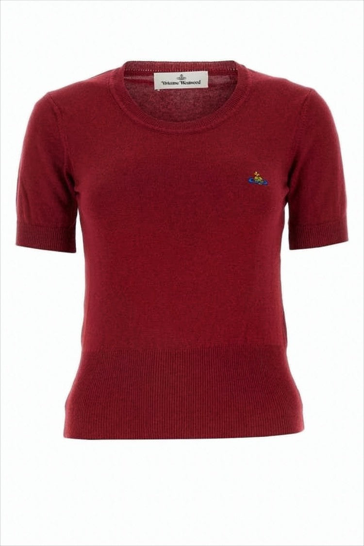 Vivienne Westwood Fitted Short-Sleeve Red Sweater With Embroidered Logo