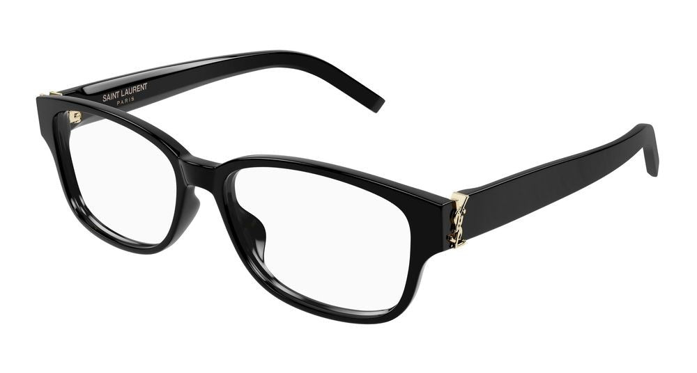 Saint Laurent Black Glossy Acetate Oversized Square Eyeglasses