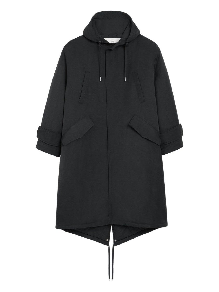 Ami Paris Anthracite Dark Gray Padded Hooded Jacket