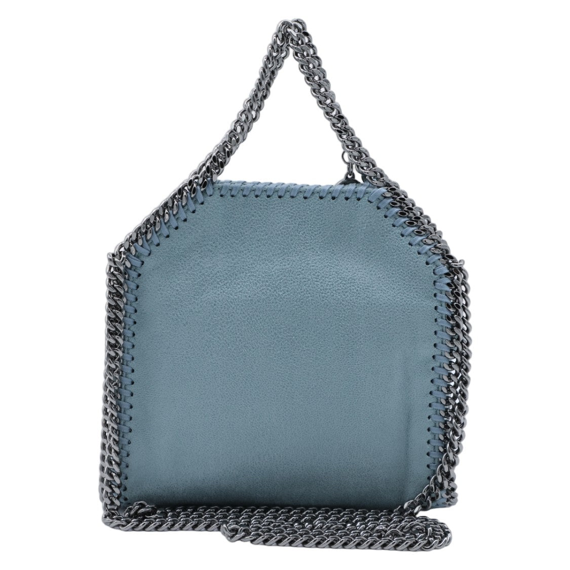 Stella Mccartney Textured Blue Handbag With Silver Chain Trim