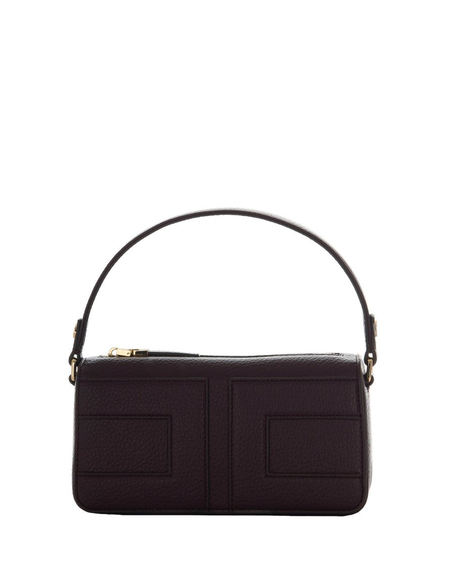 Elisabetta Franchi Small Tote Bag With Embossed Logo In Bordeaux