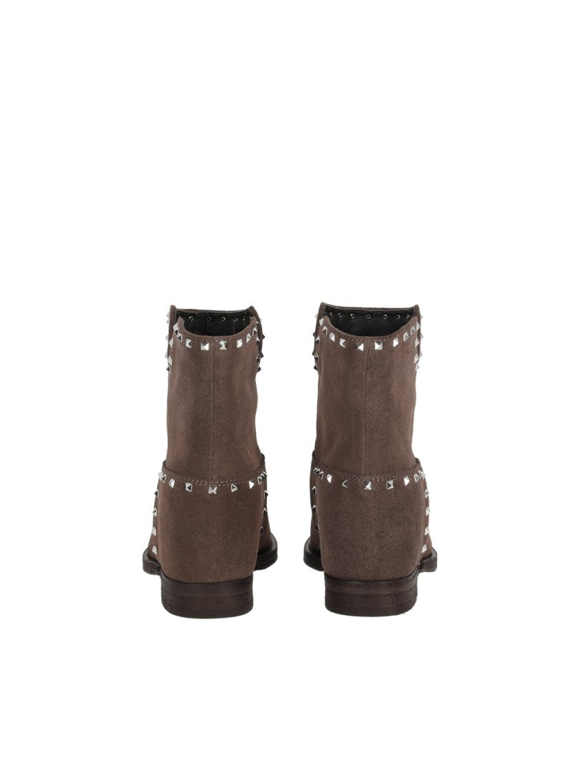 Via Roma 15 Tronc Spacco Suede Metallic Ankle Boots