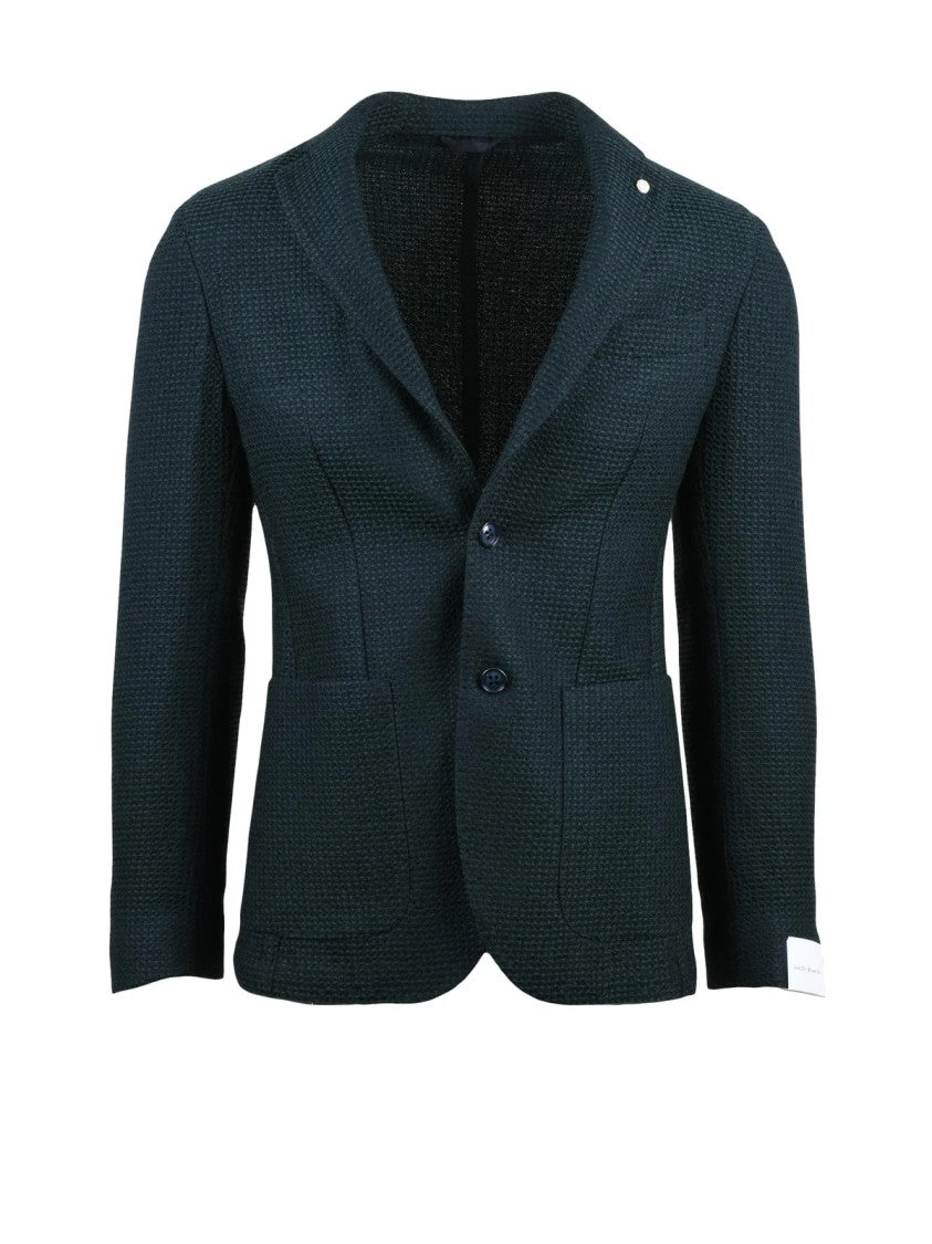 Luigi Bianchi Bottle Green Wool Jacket With Notch Lapel And Button Closure