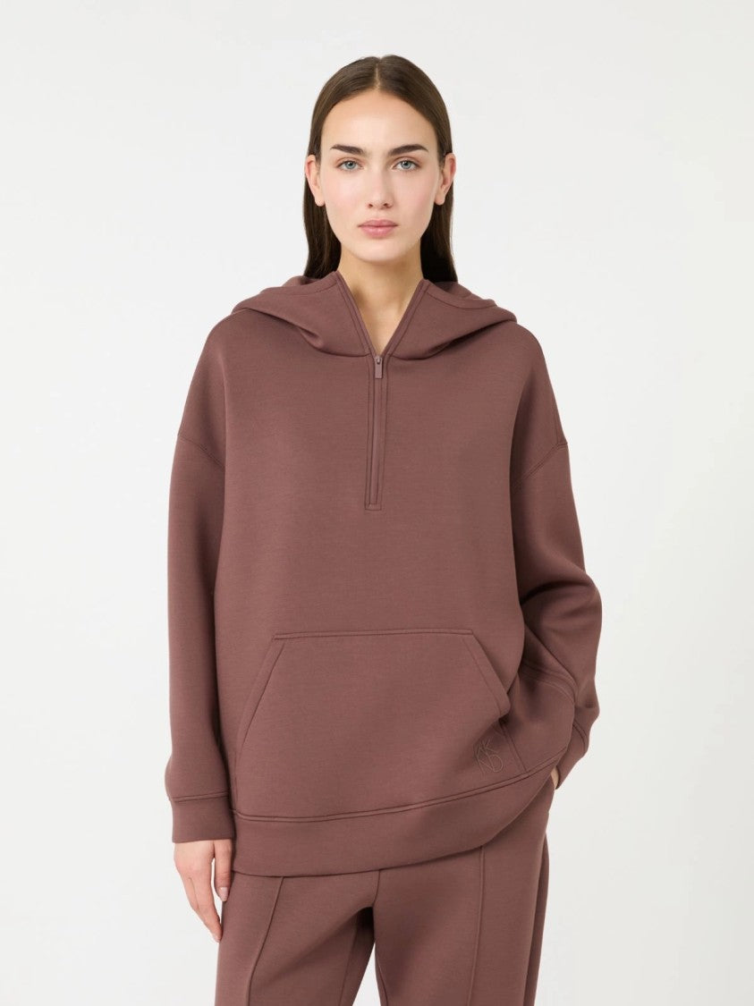 Max Mara Half-Zip Relaxed-Fit Hoodie With Subtle Logo Embroidery