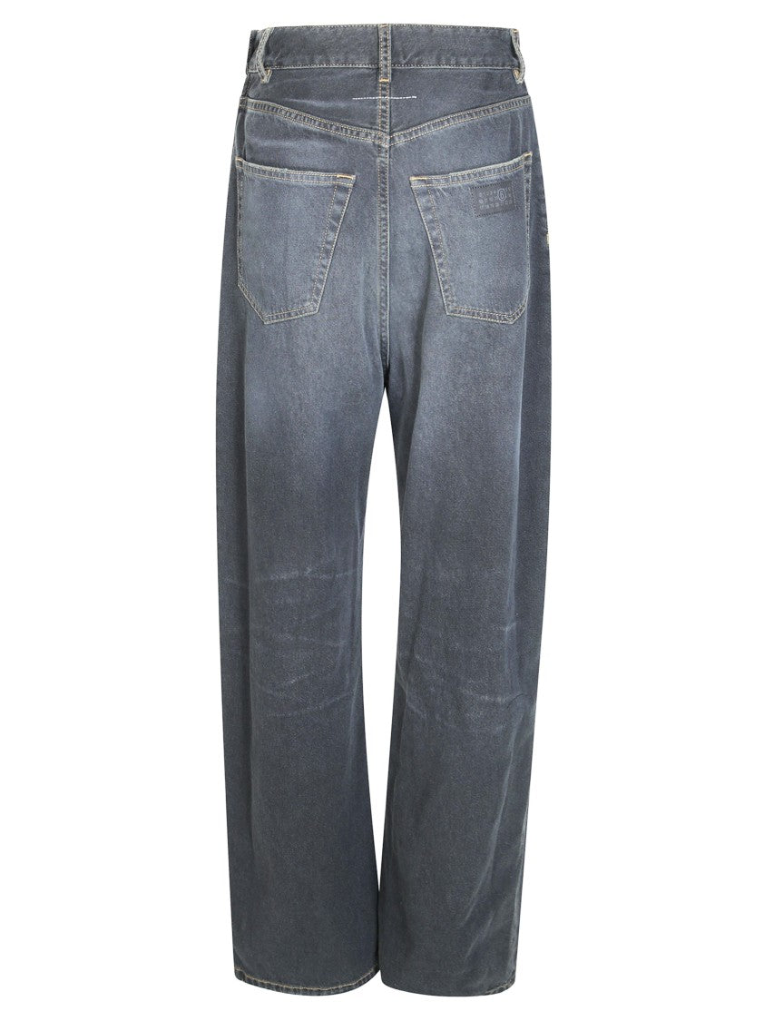 Mm6 By Maison Margiela Faded Wide-Leg 5-Pocket Jeans