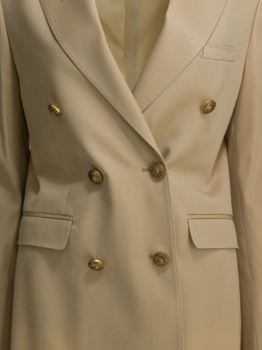 Golden Goose Tailored Double-Breasted Beige Virgin Wool Coat
