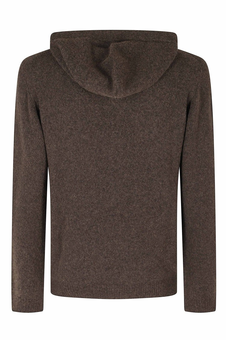 Roberto Collina Brown Hooded Textured Merino-Camel Blend Hoodie