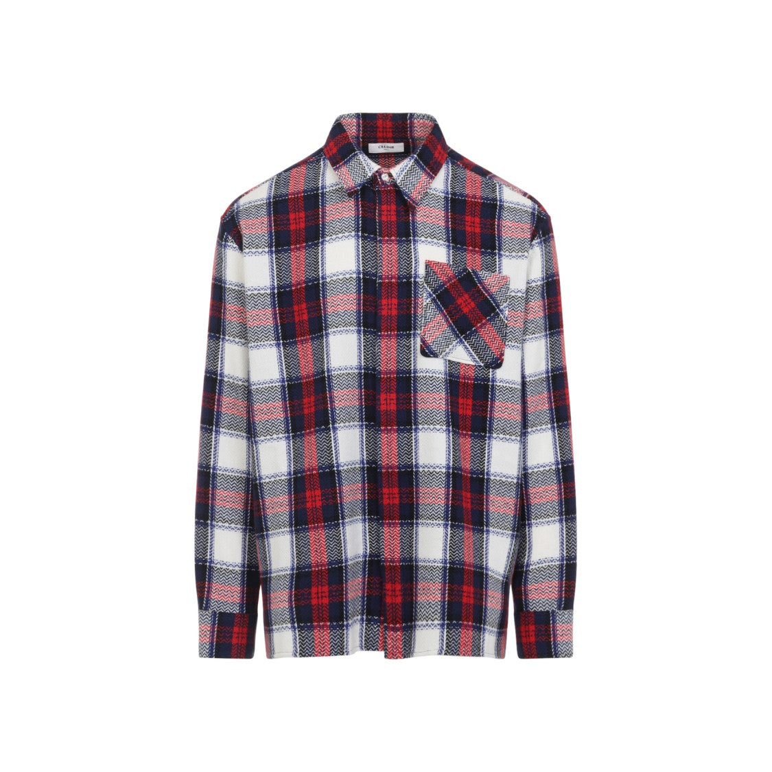 Celine Checkered Cashmere Overshirt With Pointed Collar
