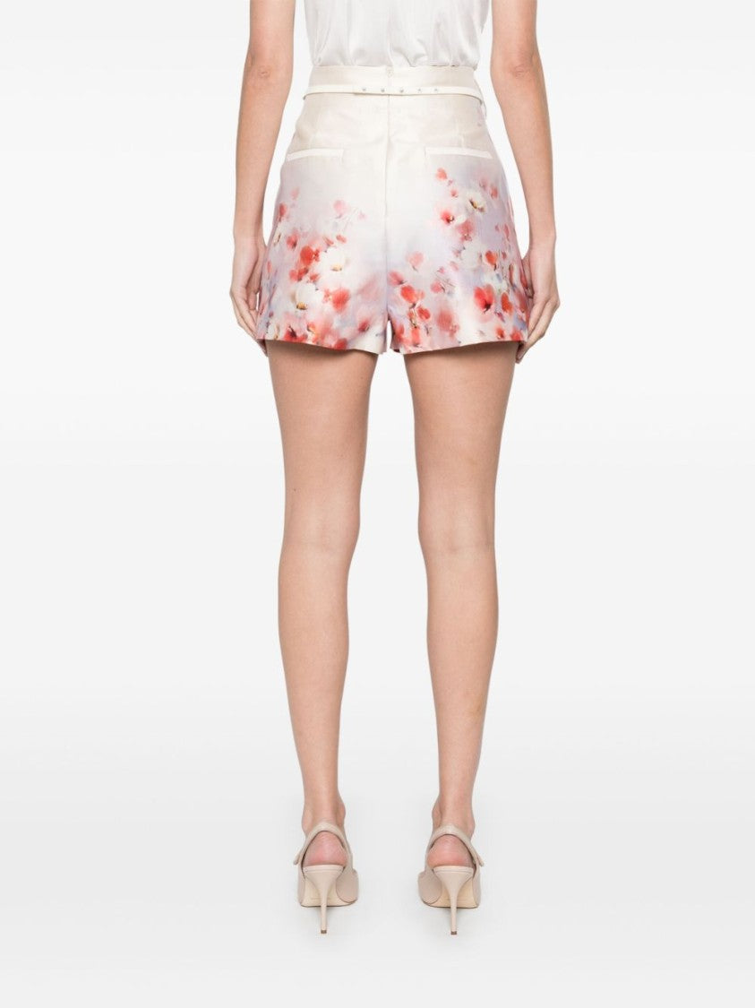 Zimmermann High-Waisted Shorts With Floral Print