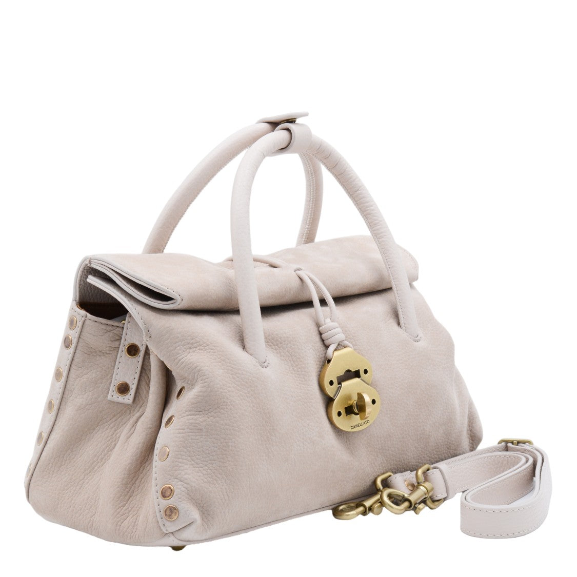 Zanellato Structured Pebbled Handbag With Gold-Tone Clasp