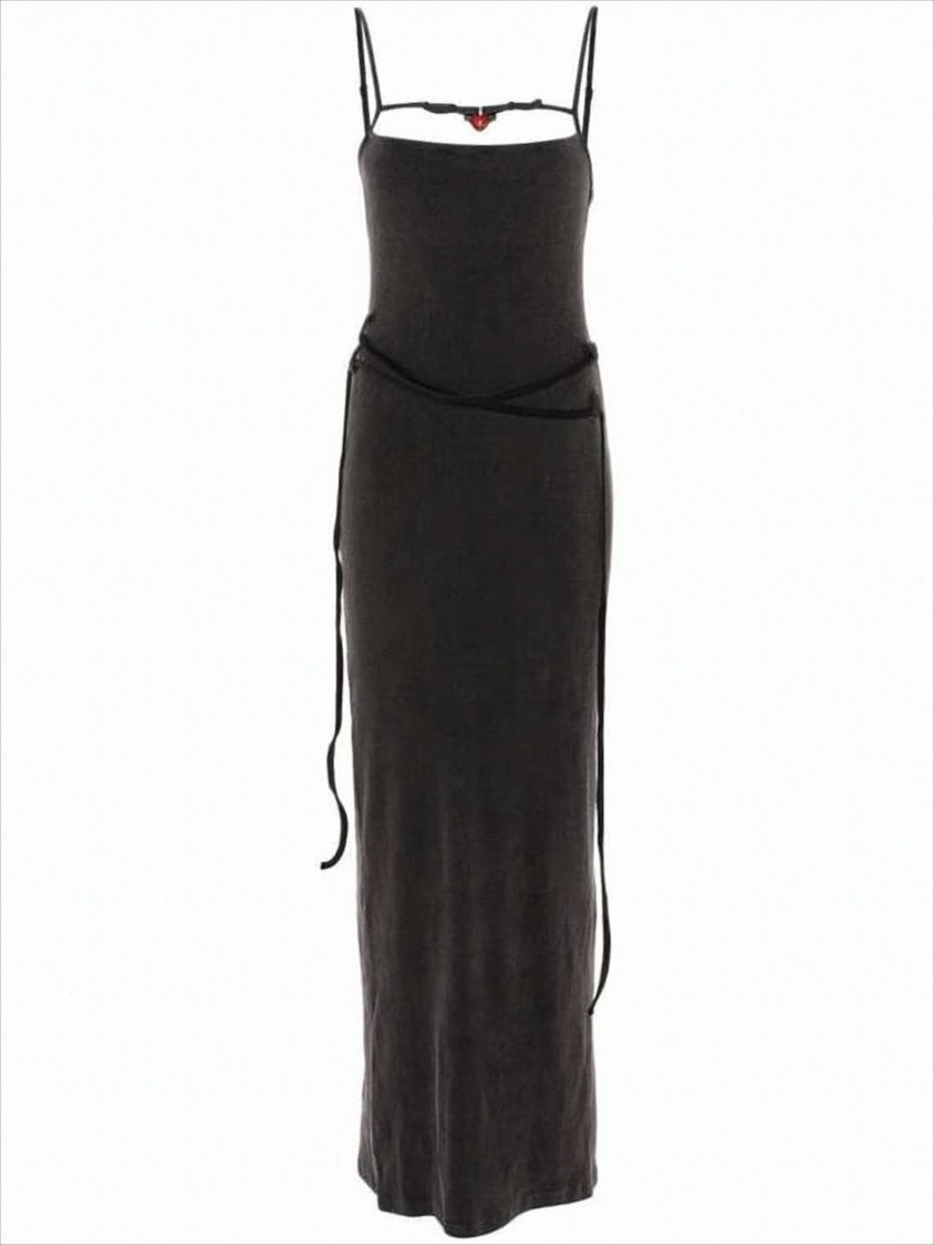 Ottolinger Black Body-Hugging Maxi Dress With Spaghetti Straps