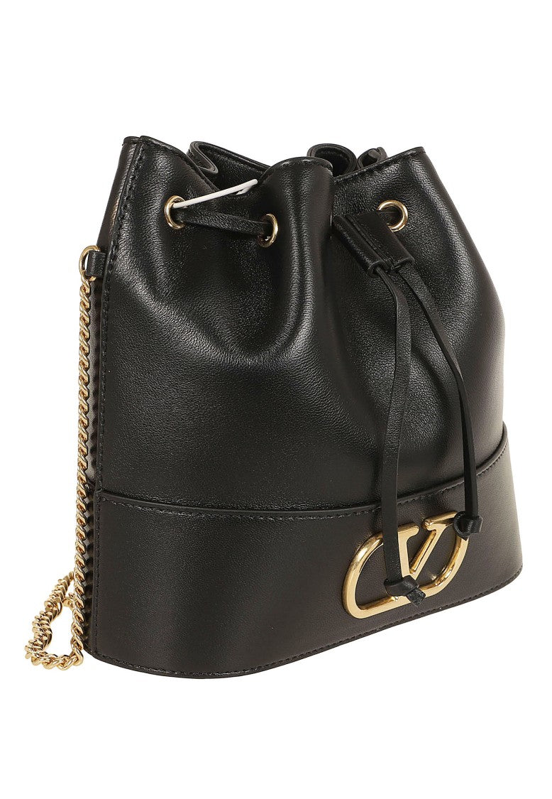 Valentino Garavani Black Vlogo Signature Mini Nappa Leather Bucket Bag