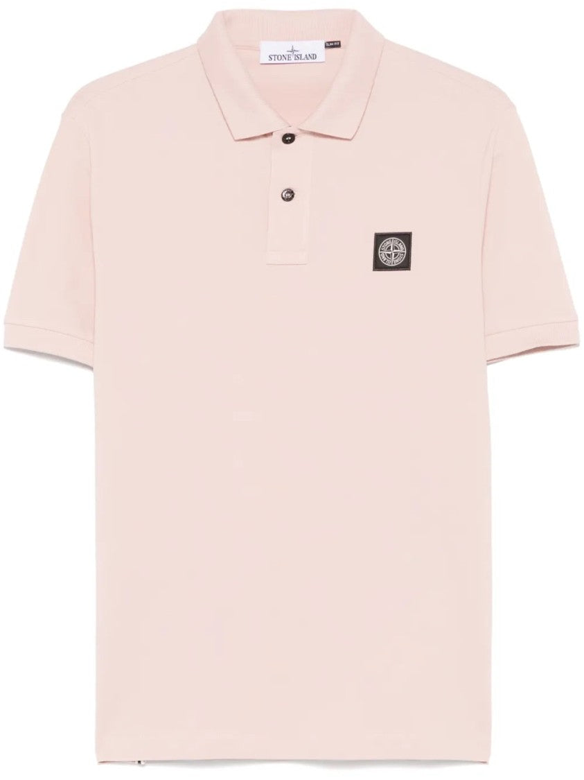 Stone Island Light Pink Polo Shirt With Front Button Placket