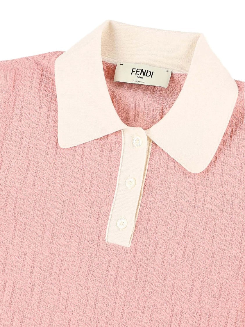 Fendi Color Block Ff Fitted Pink Knit Dress
