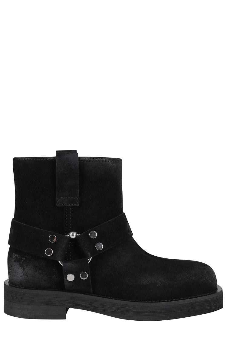 3Juin Black Suede Ankle Boots With Square Toe