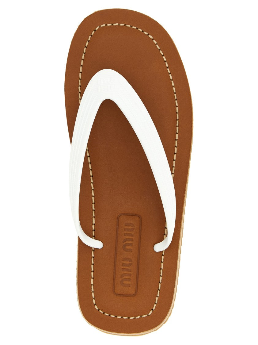 Miu Miu Logo Thong Sandals