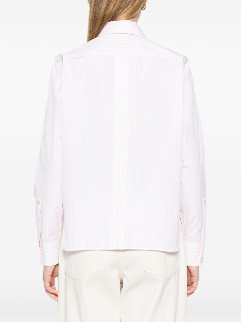 Max Mara Pointed Collar Shirt With Subtle Vertical Stripes