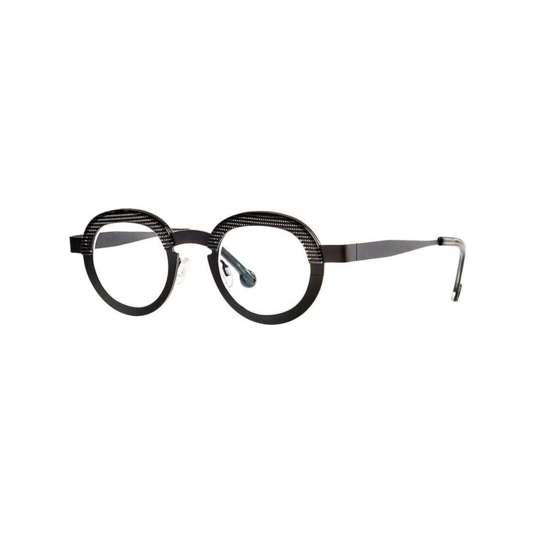 Theo Basket 001 Black Matte + Pixel Black Round Frame Eyeglasses