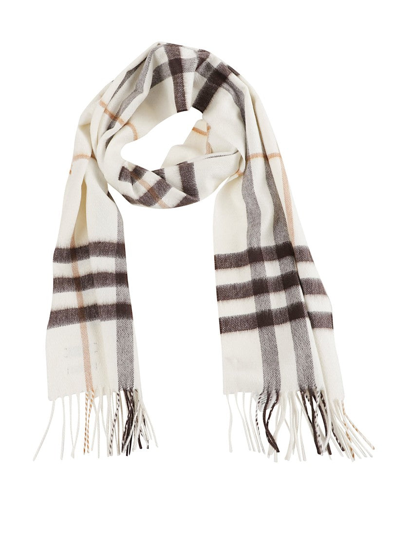 Burberry Pure Cashmere Scarf With Burberry Check Embroidery