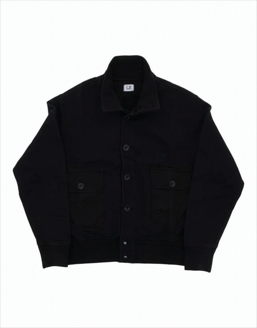 C.P. Company Black Cotton Jacket With Button-Up Front