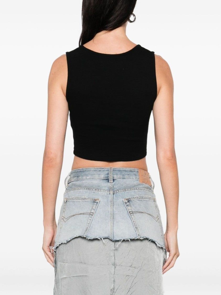 Vivienne Westwood Black Ribbed Scoop Neck Orb Top