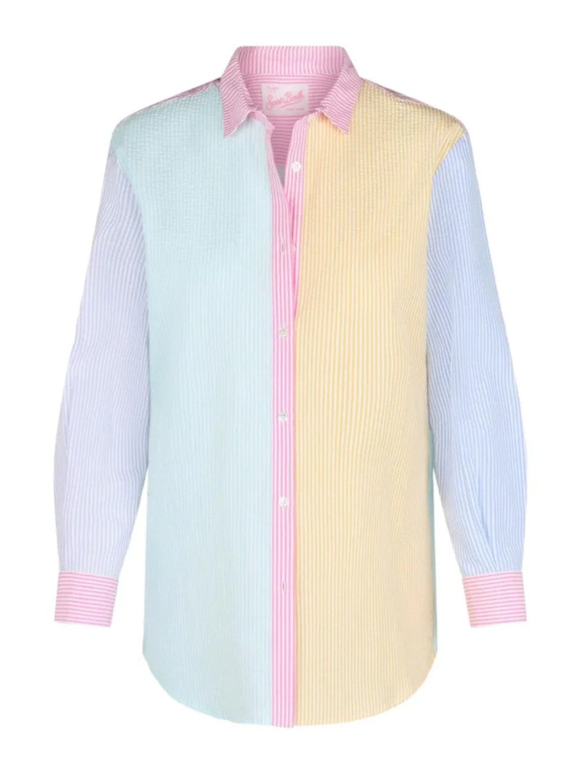 Mc2 Saint Barth Patchwork Design Shirt With Classic Collar