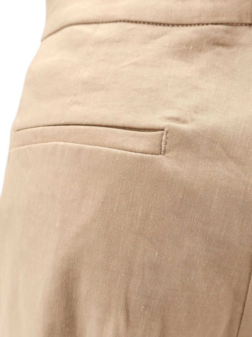 Pinko Beige Buttoned High-Waisted Wide-Leg Pants