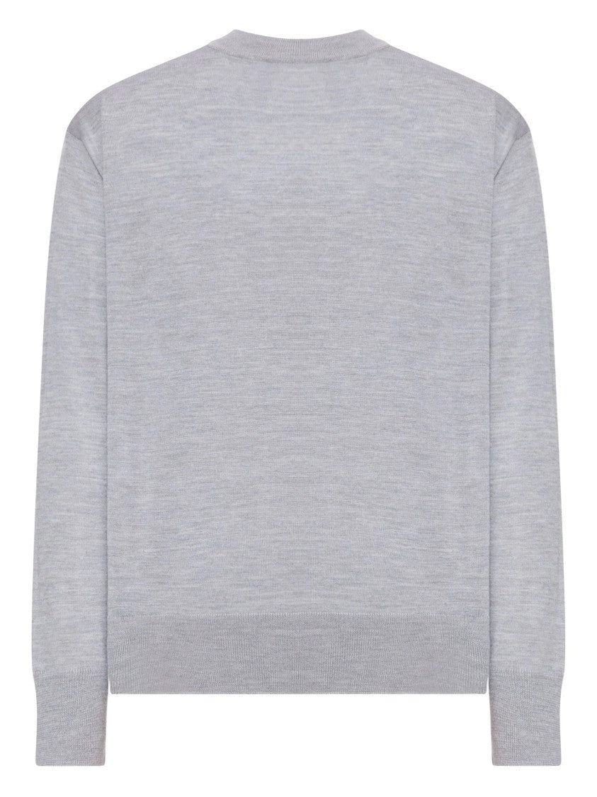 Ami Embroidered-Logo Sweater With Ribbed Details