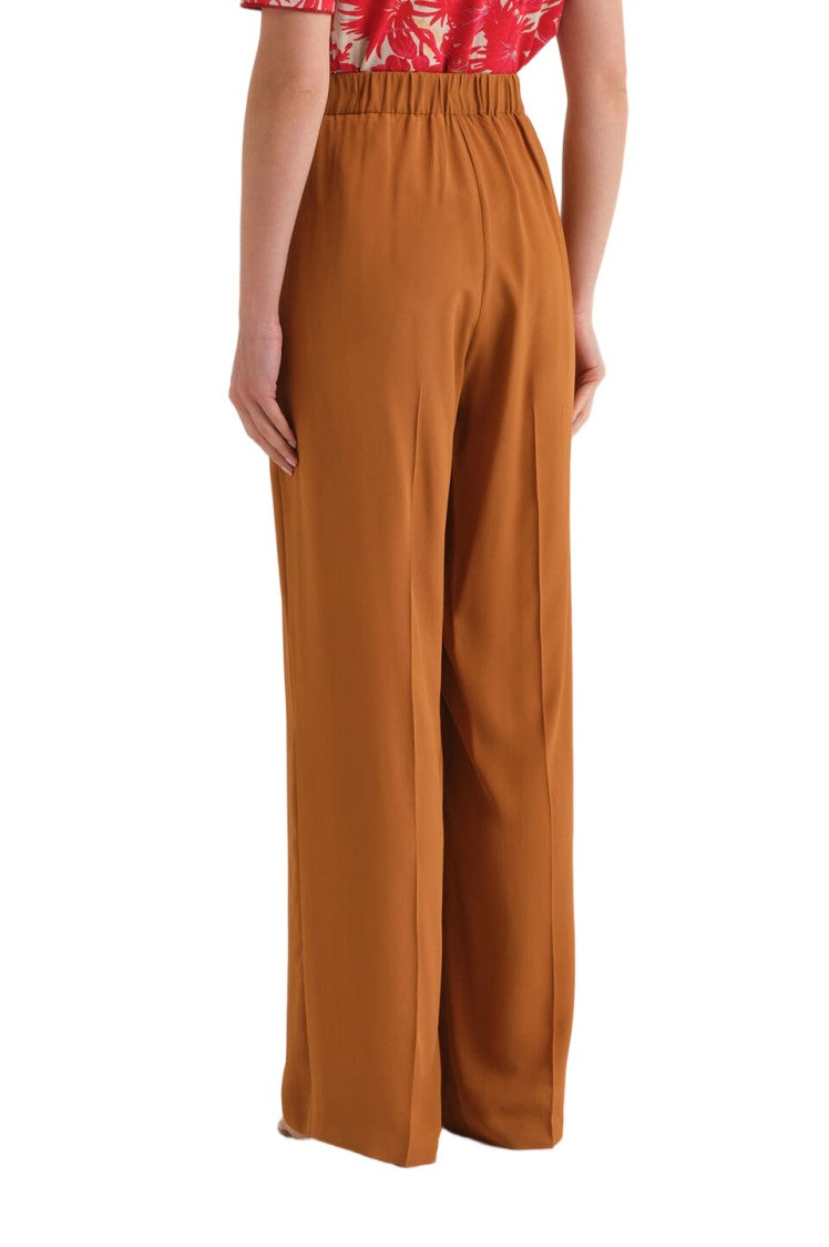 Maliparmi Fluid Silk-Blend Crêpe Front Pleats Wide-Leg Pants