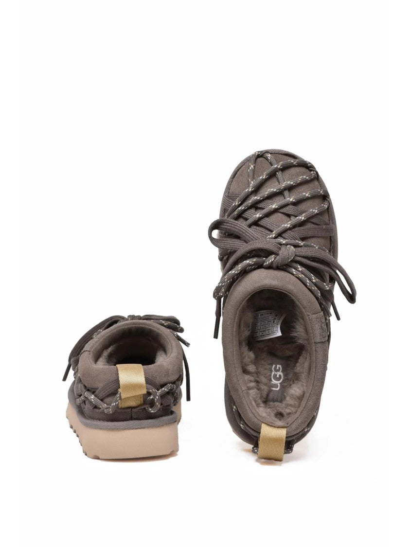 Ugg Grey Leather Wool-Lined Mules