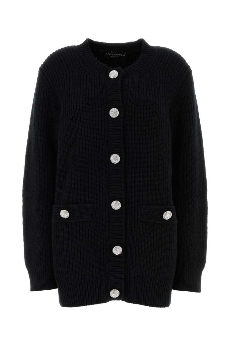 Dolce & Gabbana Black Wool Oversize Cardigan