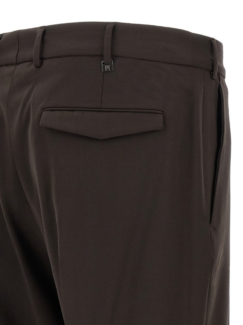 Pt Torino B-Stretch Wool Pants With Front Button Closure