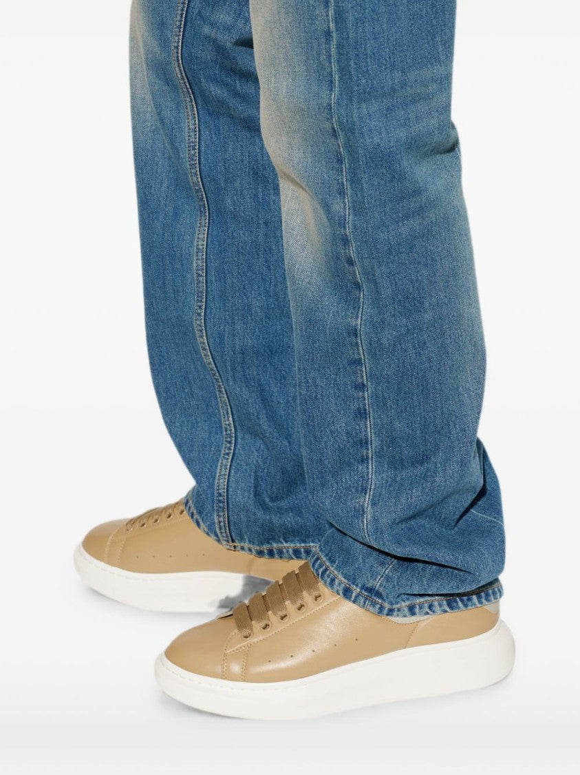 Alexander Mcqueen Calfskin Contrasting Heel Sneakers