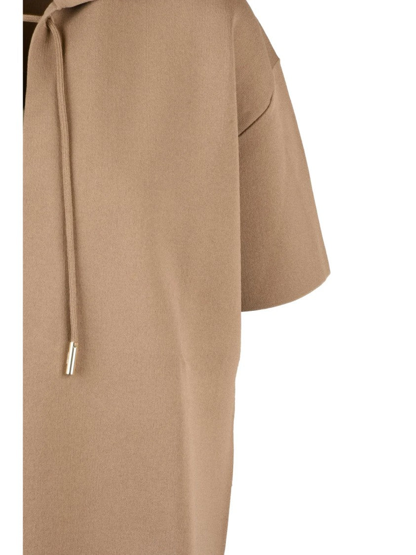 Max Mara Short-Sleeved Polo Knit With V-Neck And Drawstring Ties