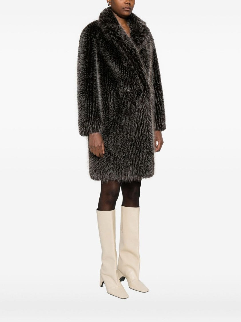 Valentini 1972 Brown Faux Fur Overcoat With Relaxed Silhouette