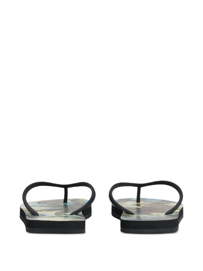 Dsquared2 Textured Footbed Thong Sandals With Logo Print