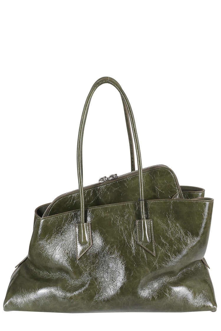 The Attico Olive Green La Passeggiata Medium Leather Shoulder Bag