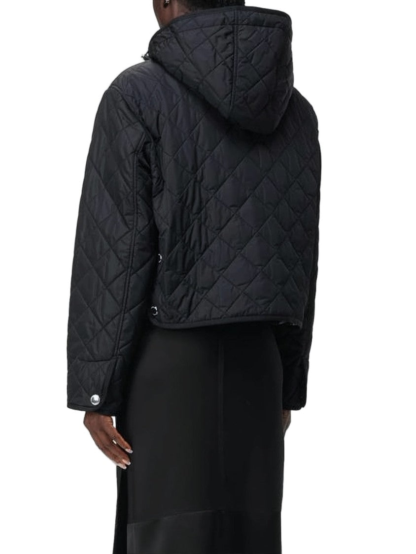 Burberry Cropped Quilted Jacket With Diamond Pattern
