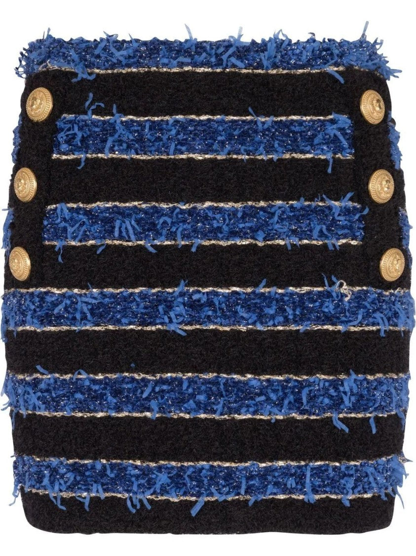 Balmain 6 Btn Tweed Striped Skirt