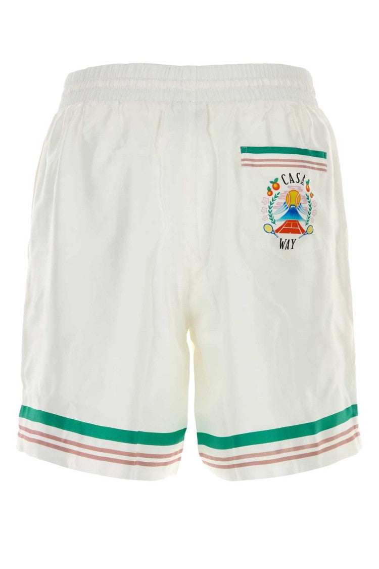 Casablanca White Satin Bermuda Shorts