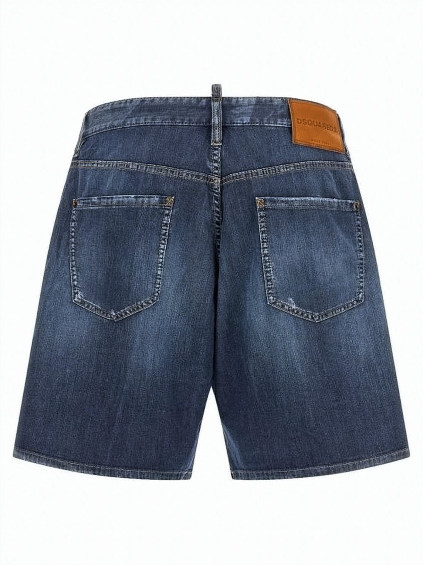 Dsquared2 Blue Distressed Relaxed Fit Denim Shorts