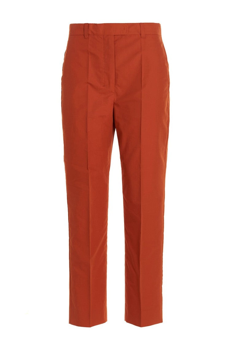 Max Mara Orange Cotton-Blend Straight-Leg Pants