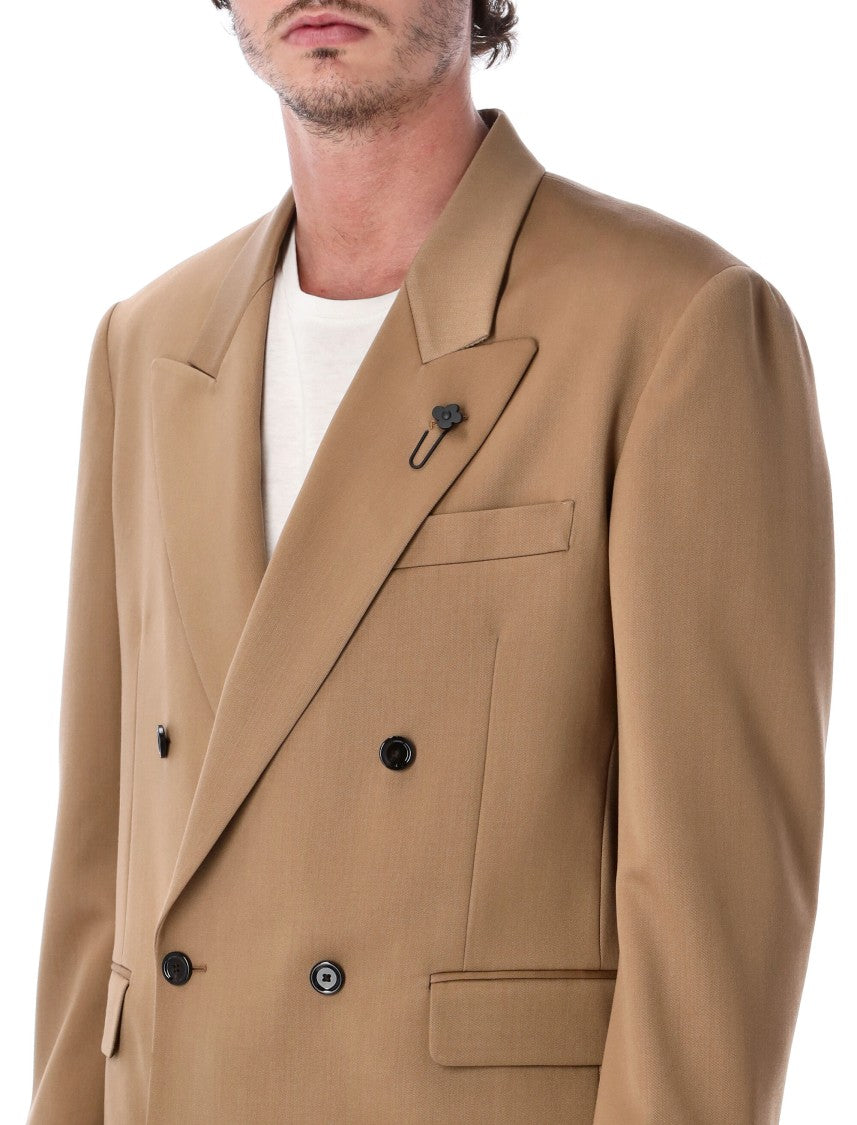 Lardini Feeling Double-Breasted Pointed Lapel Wool Blazer