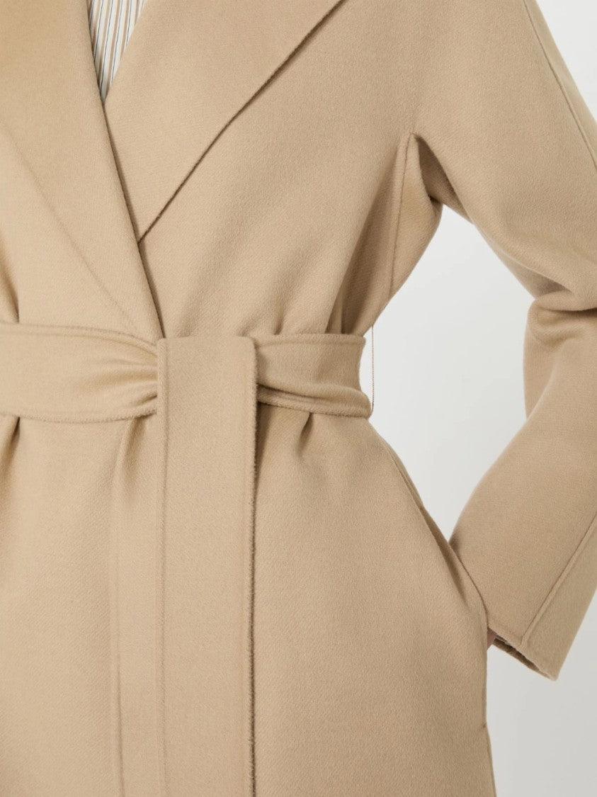 Max Mara Knee-Length Coat With Wide Lapel And Self-Tie Belt