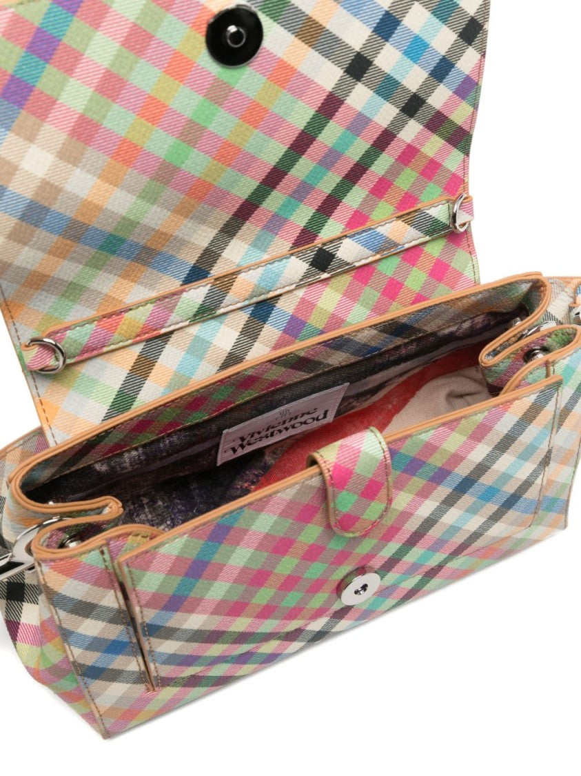 Vivienne Westwood Multicolor Plaid Handbag With Structured Silhouette And Flap Closure