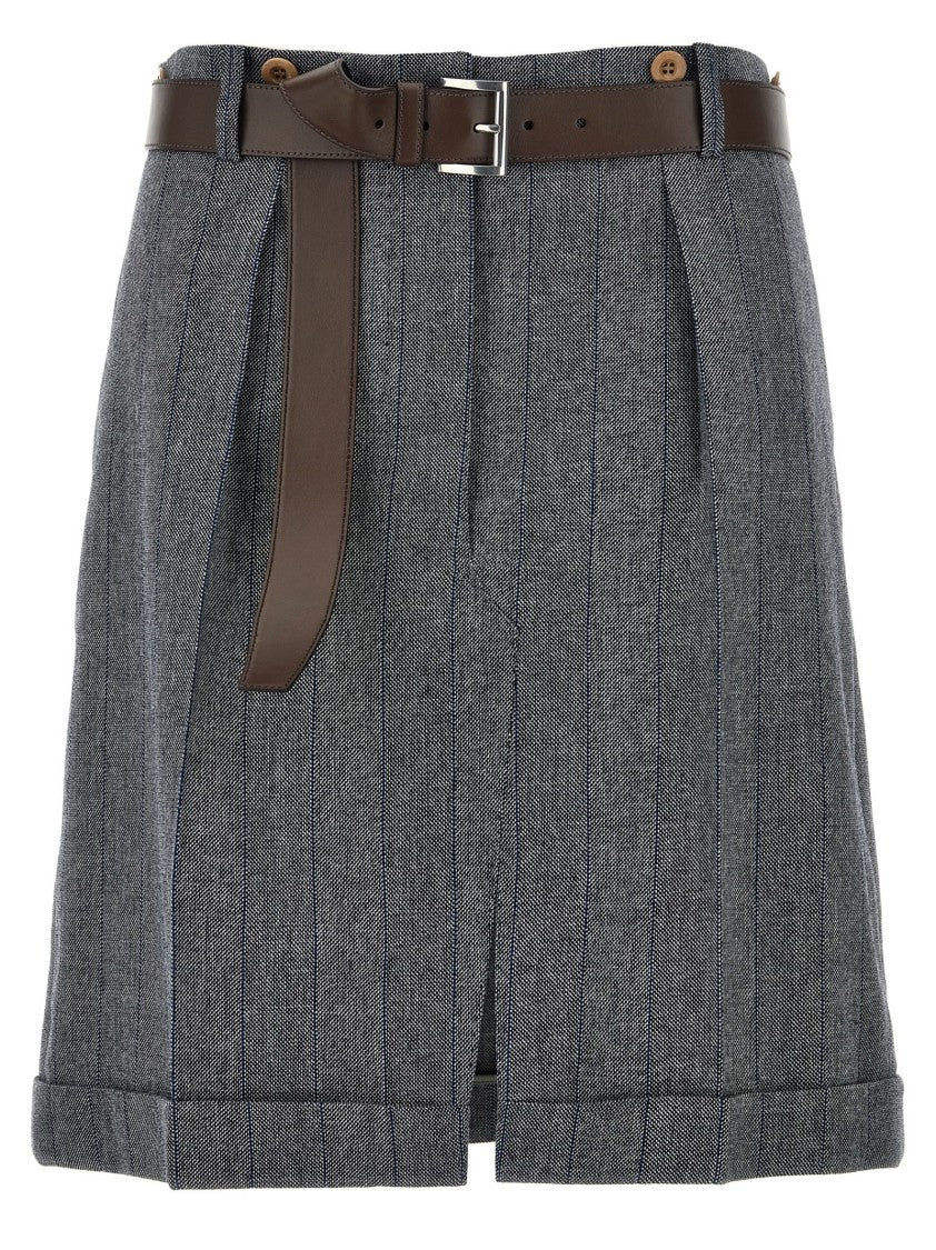 Prada Striped Wool Skirt