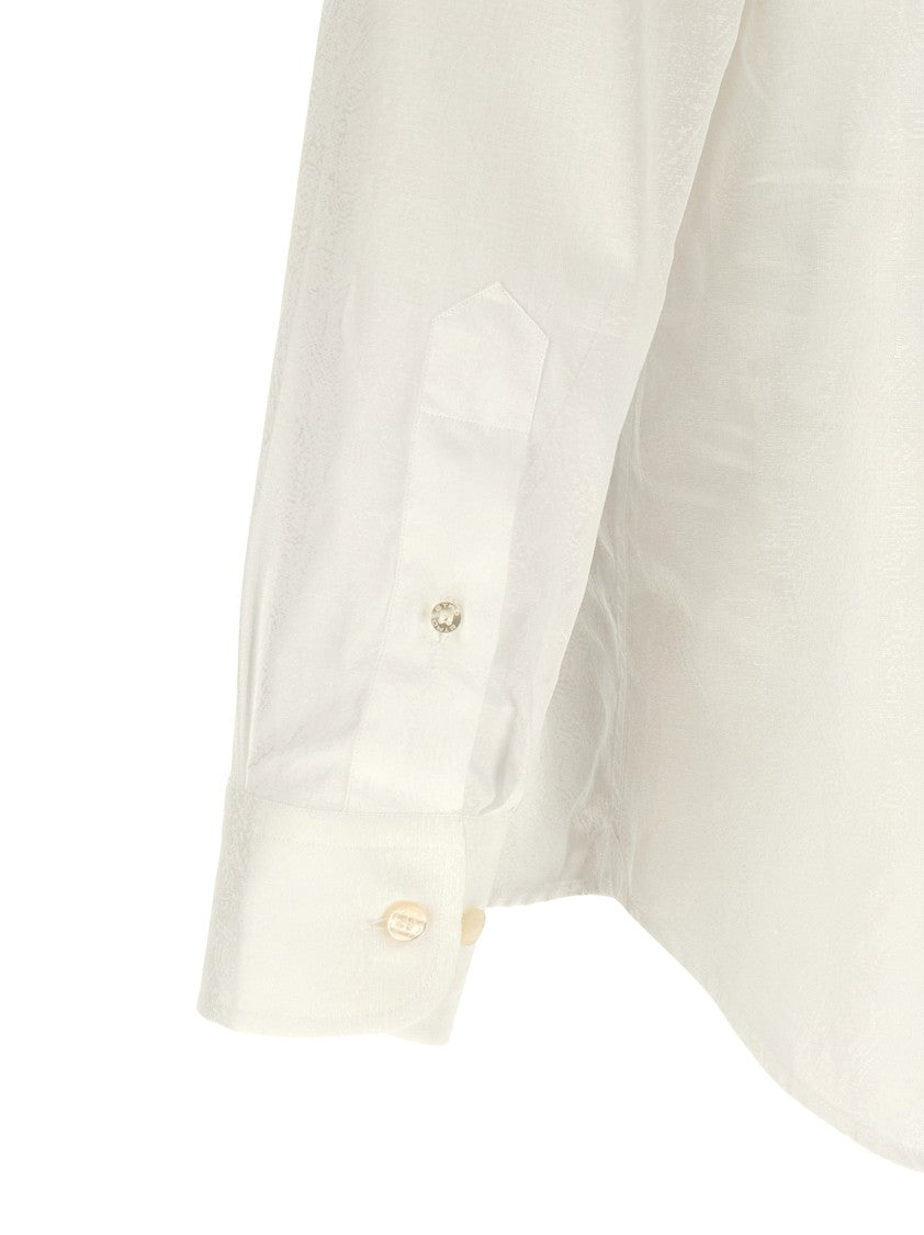 Etro Paisley Jacquard Cotton Shirt With Tone-On-Tone Logo