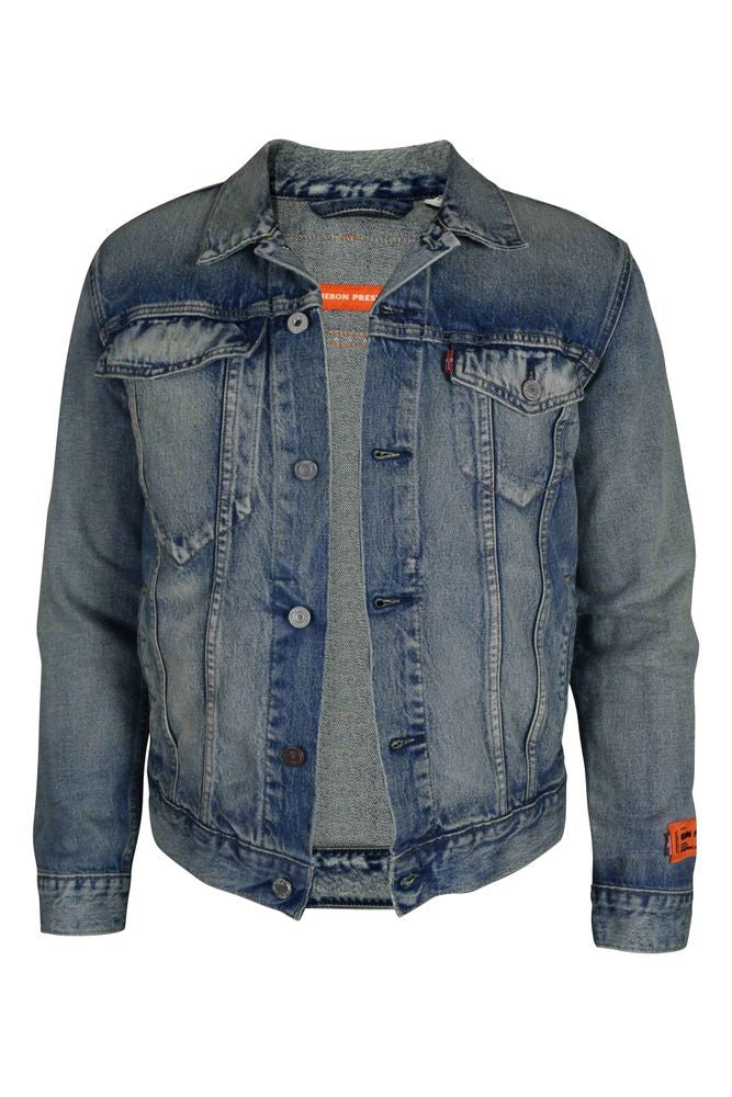 Heron Preston Vintage Indigo Denim Jacket With Flap Pockets