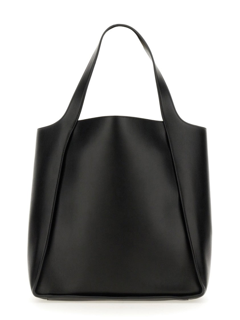 Stella Mccartney Black Square Tote Bag With Embossed Logo