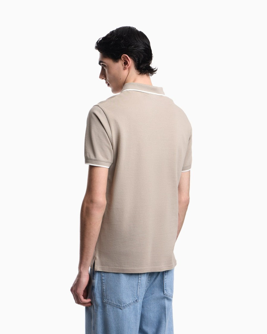 Emporio Armani V Neck Pique Polo Collar Shirt